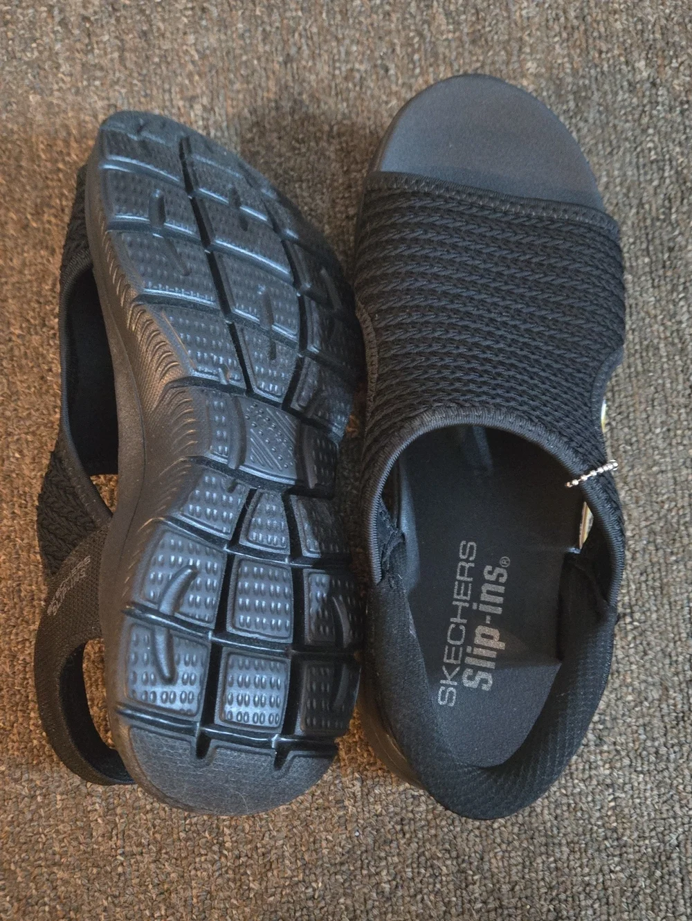 Skechers Women Black Slip-In Comfort Sandals